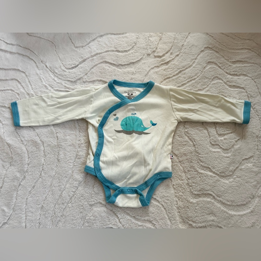 Babysoy kimono style Teal and Cream Kids Onesie